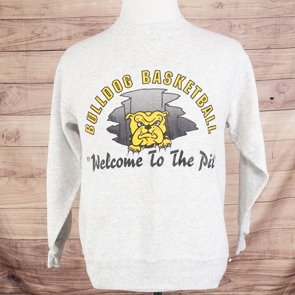 VINTAGE BULLDOG BASKETBALL PURE DAWG USA MADE RUSSELL ATHLETIC SWEATSHIRT SZ M - Picture 2 of 8